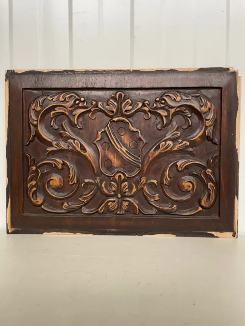 Beautiful Neo Renaissance carved panel in wood with Dragons  (4)