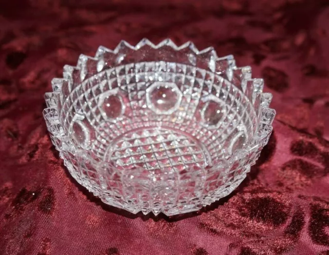 Vintage American Brilliant Cut CRYSTAL Glass Small Bowl Serving Dish 4.5" Dia