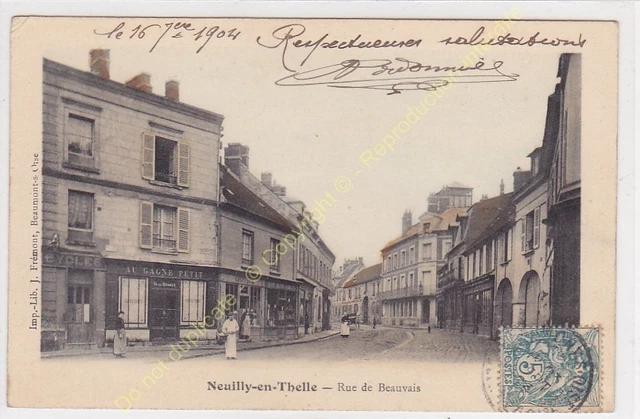 CPA 60530 NEUILLY EN THELLE rue de Beauvais with animated shops ca1904