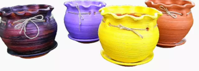 Ceramic Flower Pot Indoor/Outdoor-Unique Hand Made Flower Pot 4L.-Many Colours