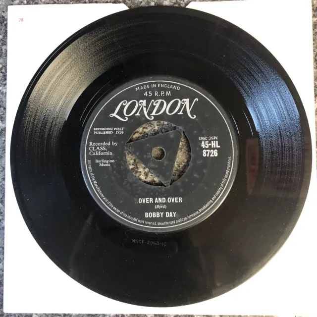 7" Vinyl Single Bobby Day Rockin' Robin 45-Hl 8726 Uk 1. Presse 1958 Sehr Guter Zustand + 3