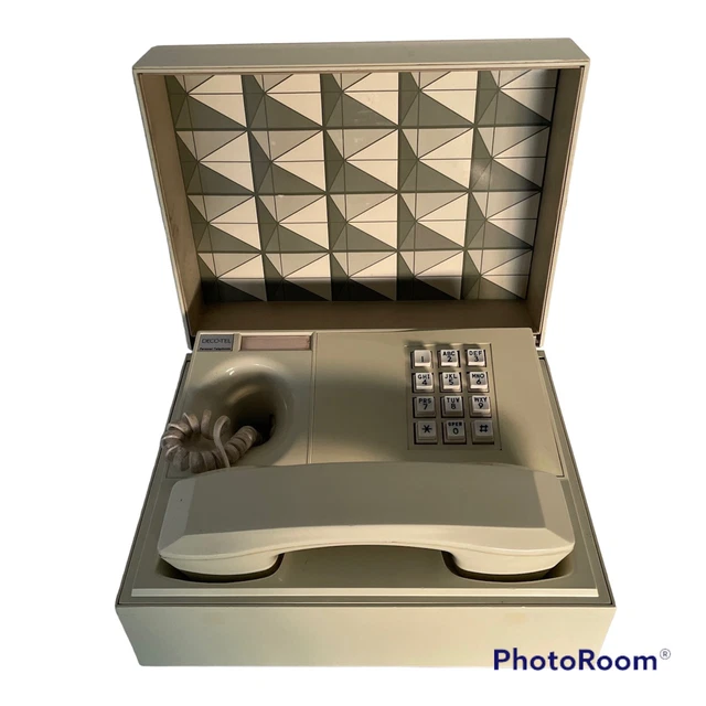 RARE VINTAGE MOD DecoTel Spy Box Personal Telephone Grey Abstract