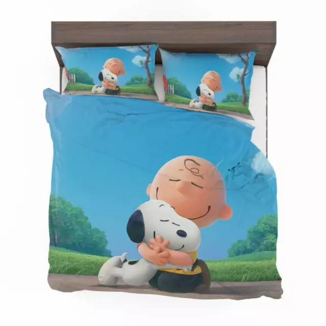 The Peanuts Movie Charlie Brown Snoopy Quilt Duvet Cover Set Bedspread Double
