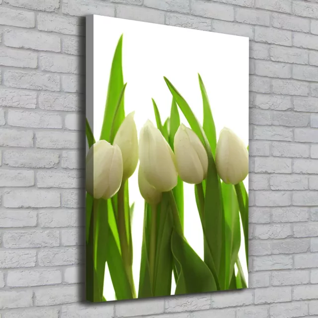 Leinwand-Bild Kunstdruck Hochformat 70x100 Bilder Weiße Tulpen