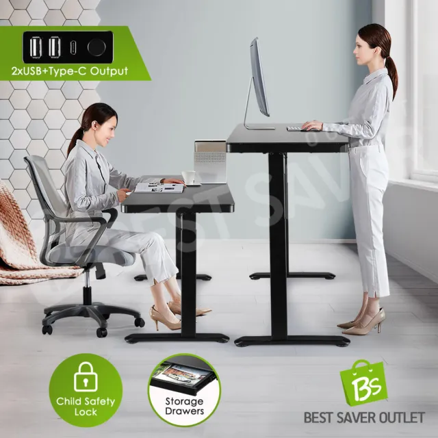 Standing Desk Height Adjustable Electric Motorised Sit Stand Up Stand Office BK
