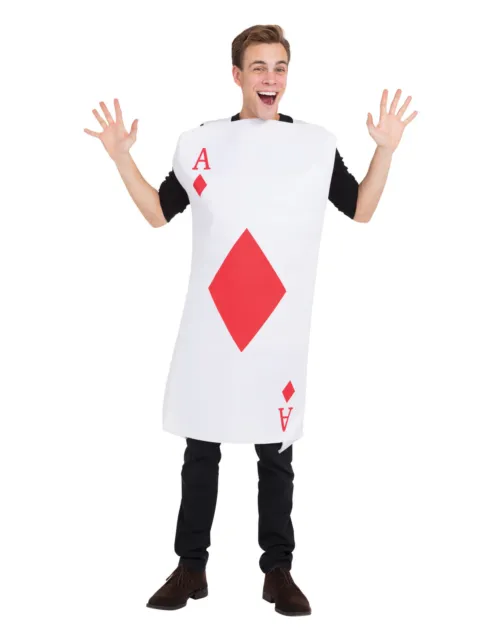 Mens Ladies Ace Of Diamonds Costume Unisex One Piece Playing Cards Fancy Dress