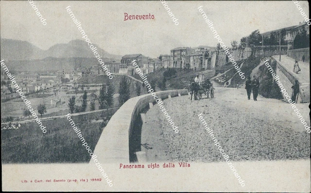 cf314 cartolina benevento citta' panorama visto dalla villa campania