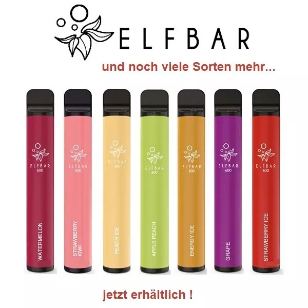 ELFBAR E-Zigarette E-Shisha 600 Züge mit - 20mg Nikotin E-Liquid I Einweg Vape