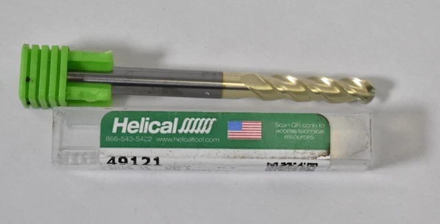 Helical Solutions 49121 3 Flute ZPlus Coated Solid Carbide Ball End Mill