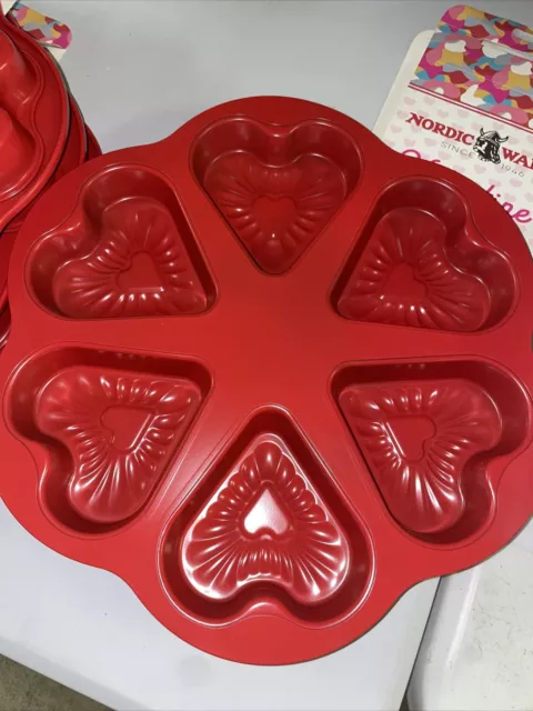 Nordic Ware Heart Cakelet Pan 6 Cavity Non-Stick - NEW WITH TAGS