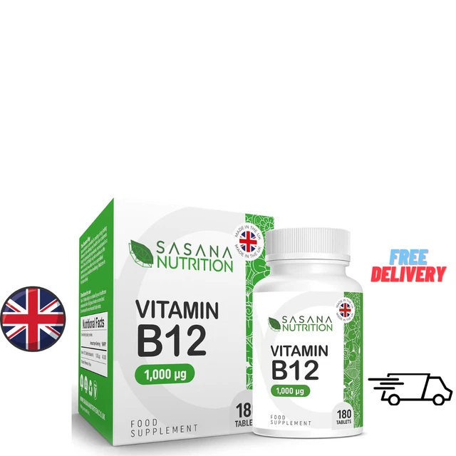 SASANA NUTRITION VITAMIN B12 Tablets High Strength 1000mcg 180 UK £9.99