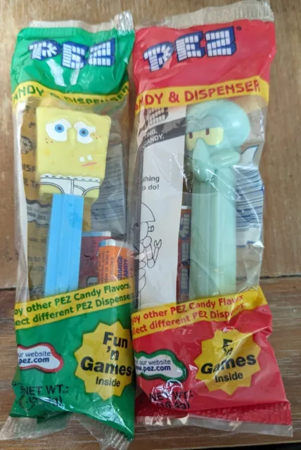 SpongeBob SquarePants & Squidward Sealed Pez Dispensers Lot Of 2 With Candy