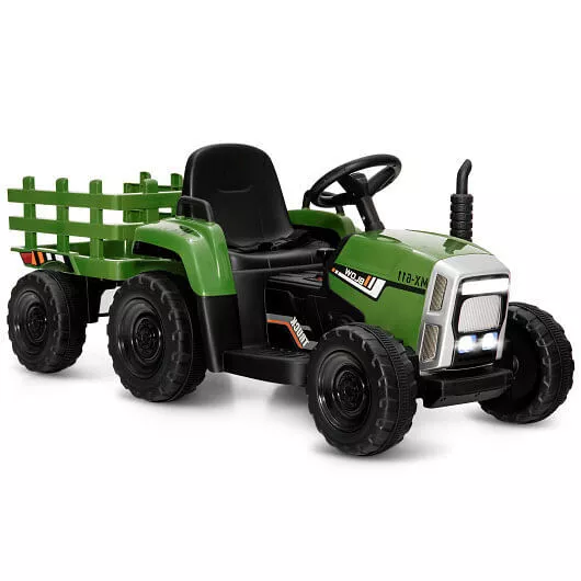 12V Ride on Tractor with 3-Gear-Shift Ground Loader for Kids 3+ Years Old-Dark
