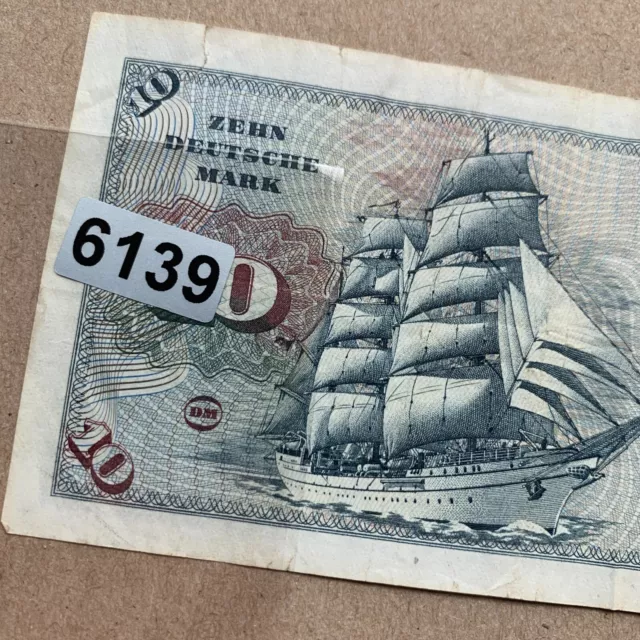 Germany Federal Republic 10 Mark Banknote 1980 German Currency Paper Money Ship 3