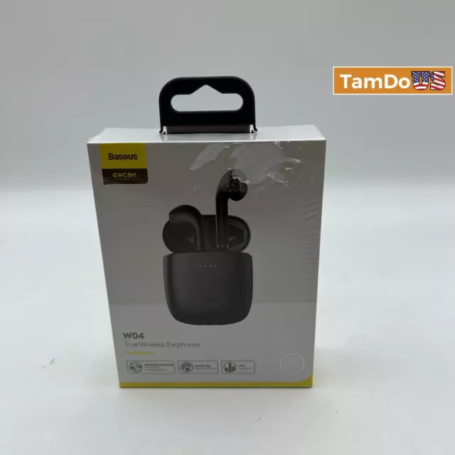 Baseus W04 TWS Bluetooth Earphone 5.0 True Wireless Earbuds, Black (New)