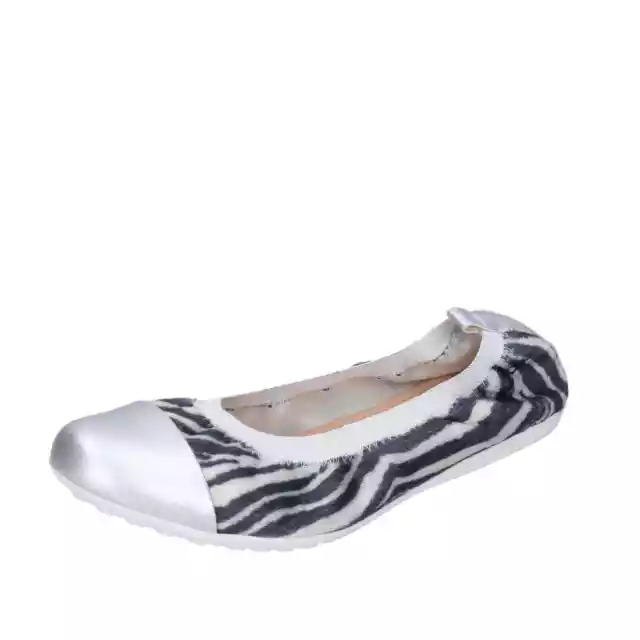 chaussures fille GEOX ballerines blanc textile argent cuir synthetique J P BD49