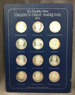 Franklin Mint Gallery of Great Americans .925 Silver 1970-1976 Complete Set 3