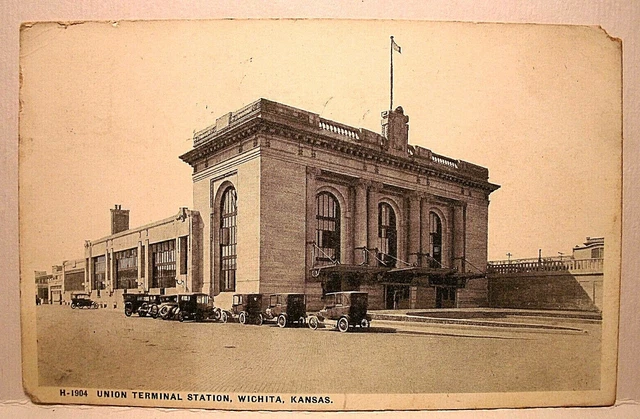 1921 Postcard Union Terminal Station Wichita Kansas