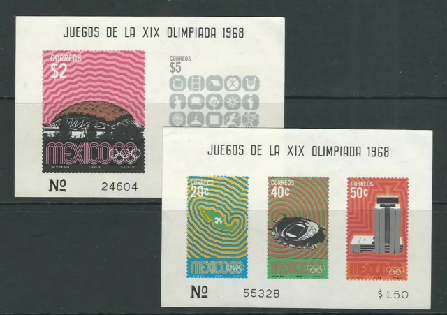 MEXICO 1968 OLYMPICS two souvenir sheets (Scott 998a, 1000a) F/VF MNH