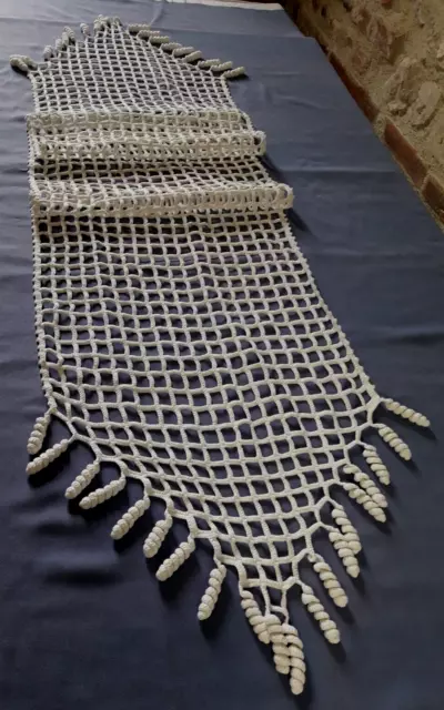 N24 CHEMIN DE TABLE COTON BLANC AU CROCHET 39x178cm Old crocheted Table runner