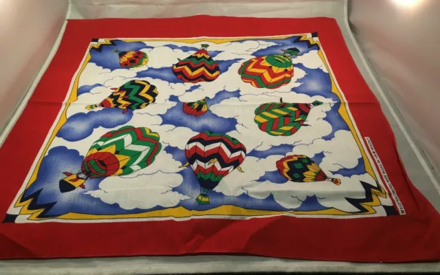 Hot Air Balloons Cotton Bandana USA Scarf Red Border 1980s Wamcraft
