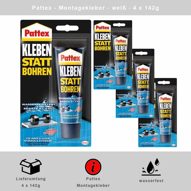 Adhesivo Pattex Construcción Pegar en Lugar De Taladrar para Interior / 4 X 142g