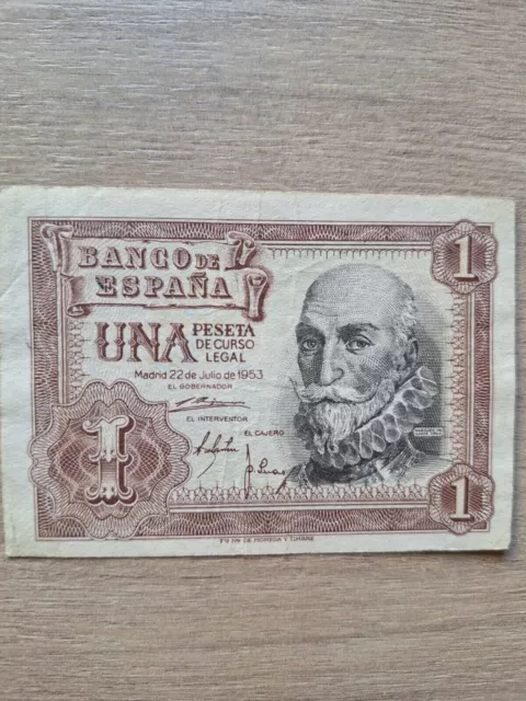 Billete España - 1 Peseta - 1953 - original - el de la foto - EBC