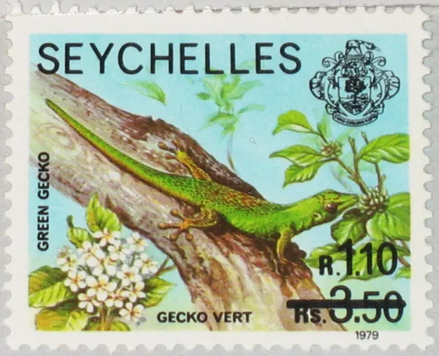SEYCHELLES SEYCHELLEN 1979 451 446 Green Gecko Echse Fauna Reptile Reptil MNH