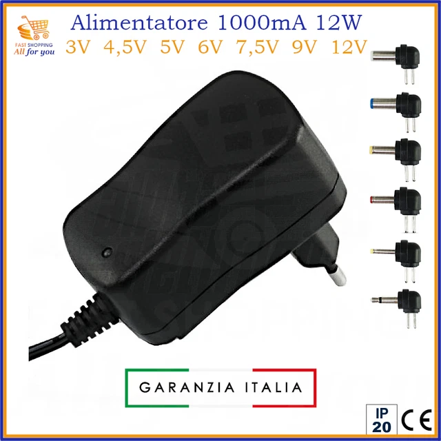 Alimentatore 12V 2A - Trasformatore Per Telecamere CCTV E Strisce LED, Connettore 2.1/5.5mm