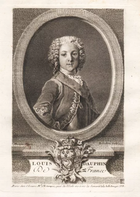 Louis Ferdinand de Bourbon Dauphin Sohn Ludwig XV Kupferstich Portrait