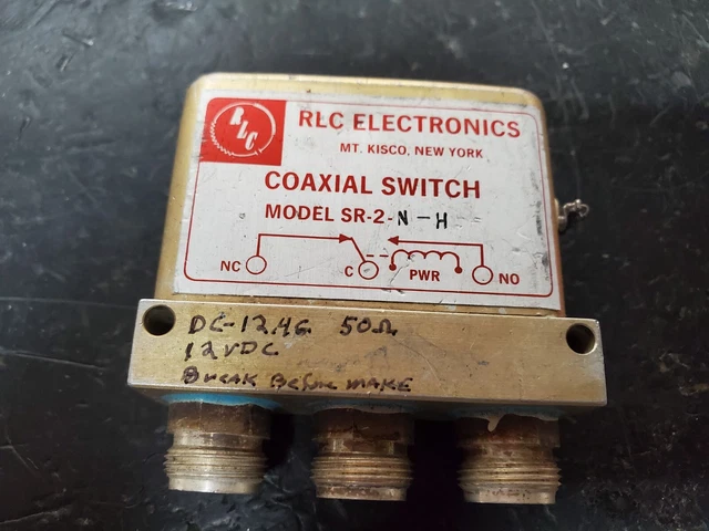 RLC ELECTRONICS SR-2-N-H COAXIAL SWITCH PWR= 12VDC SPDT type N 50/75Ω DC-12GHz