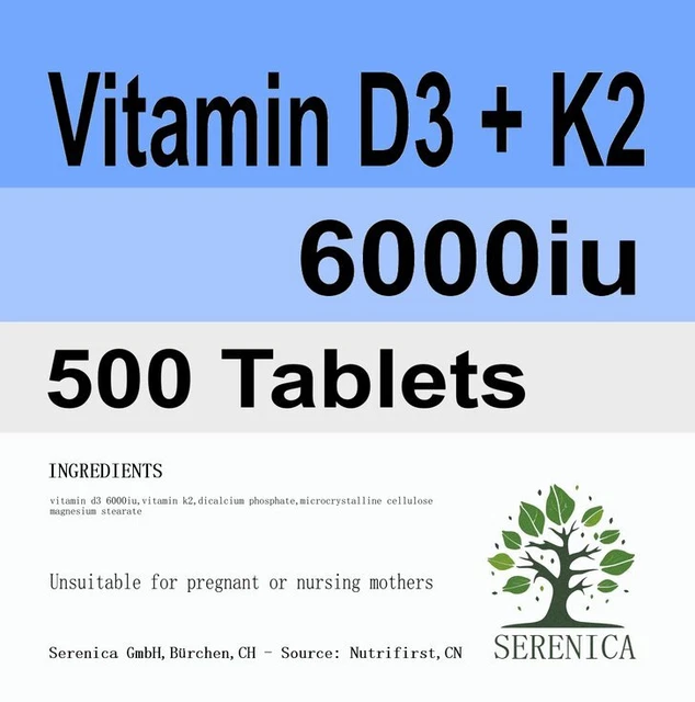 Vitamin D3 K2 4000iu with 200mcg MK-7 x 500 Tablets