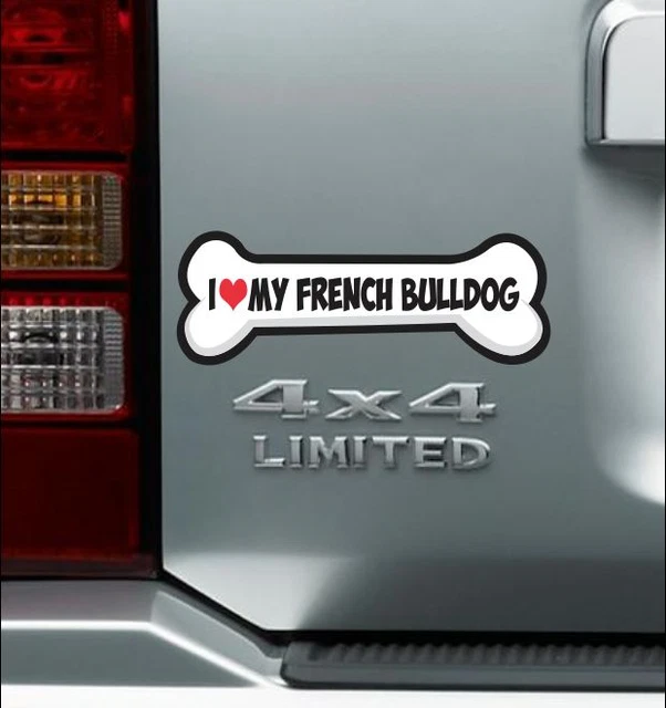 Dog Bone I Heart My French Bulldog Vinyl Decal Bumper Sticker Dog Lover Decal