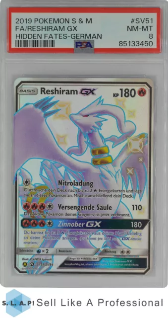 2019 Pokemon Sun & Moon Hidden Fates Sv51 Fa/Reshiram Gx Psa 8