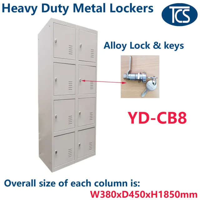 TCS XL 8 Door Metal Steel Storage Locker w/ Alloy Locks SCHOOL GYM OFFICE STAFF