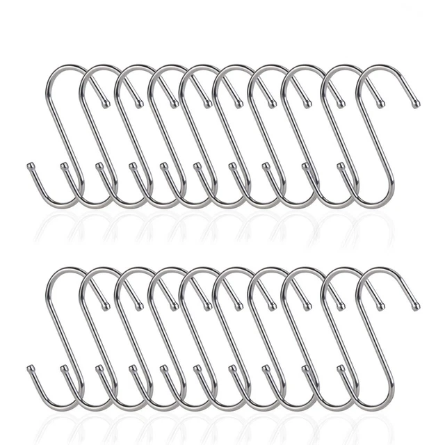20x Stainless S Hooks Kitchen Pot Pan Hanger Clothes Storage Rack Hanging Hooks