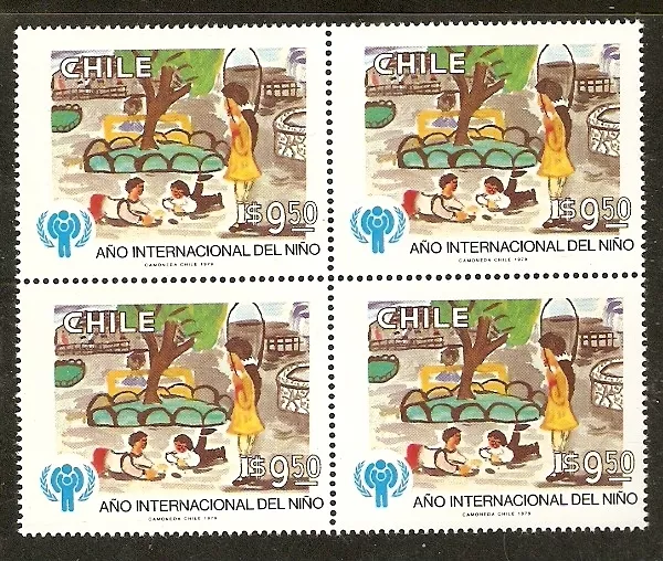 Chile 1979 Stamp # 957 Mnh Block Of Four Unicef International Year Of Child