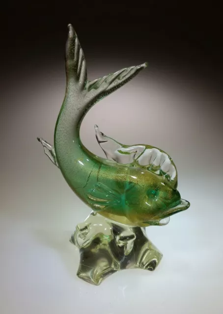 murano sculpted glass fish with gold aventurine by archimedes seguso