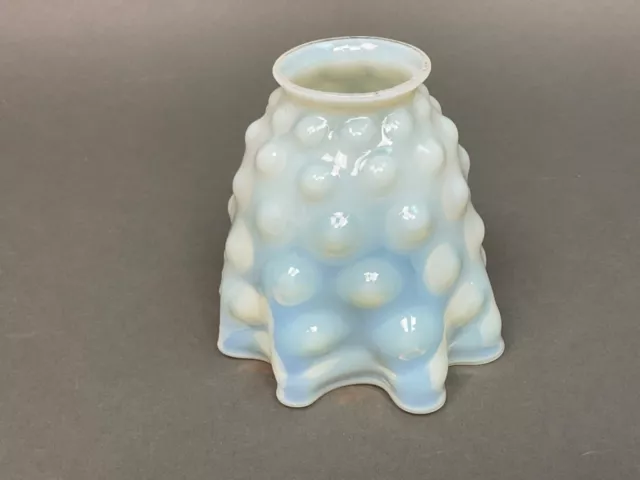 VINTAGE ANTIQUE GLASS LAMP Bell SHADE - 2.25” FITTER Opalescent Dot Ruffled Edge