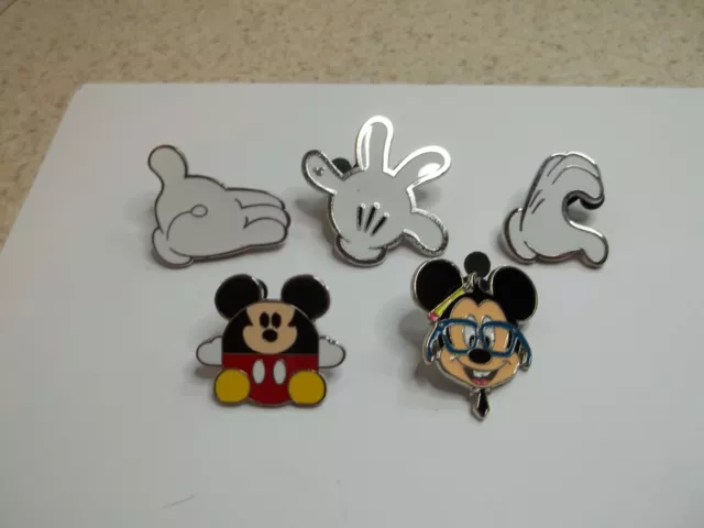 Lot of 5 Disney Pins Trading Pins Lanyard Mickey Mouse Hands