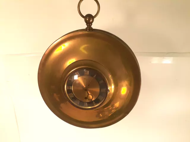 Mid Century German Aristocrat Wall Clock, Pocketwatch Form, Brass, 13" Face