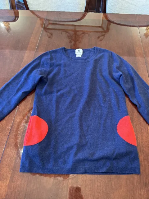 Lisa Perry Womens Sweater Size X-small. Navy With Red Pocket