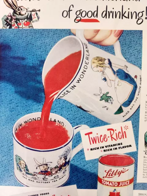 Alice In Wonderland Tea Party Libbys Tomato Juice 1948 Ad Magazine Print China