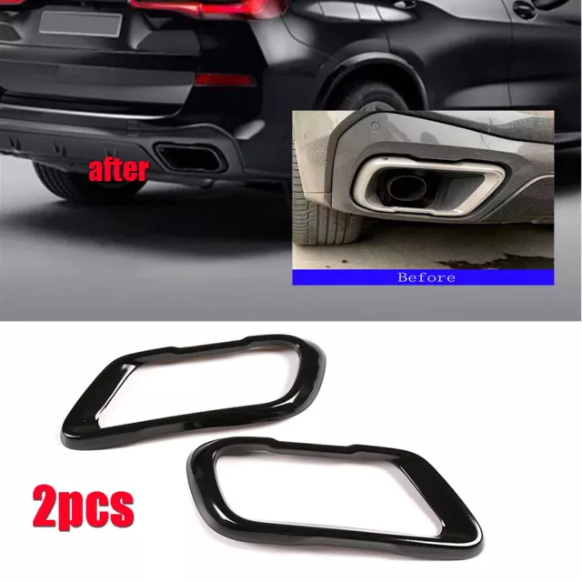 2x Car Tail Muffler Exhaust Pipe Output Cover Trim Black For BMW X5 X6 X7 19-21