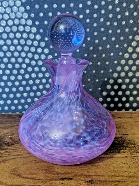 VINTAGE CAITHNESS BLOWN Glass Amethyst Purple Swirl Perfume Bottle