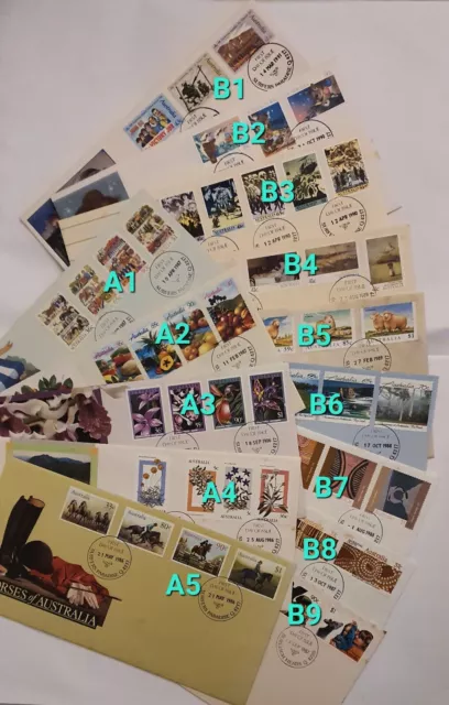 Australian FIRST DAY COVERS from 1986 to 1991