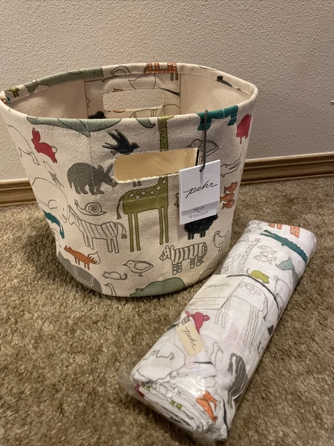 Pehr Bin Tidy Up And Swaddle Wrap Me Up Set Noah's Ark