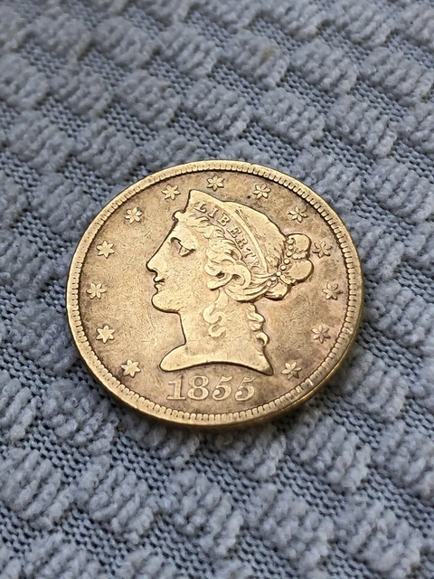 1855 s $5 liberty half eagle gold RARE low mintage gold