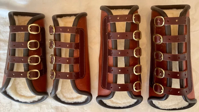 HORSE SPLINT BOOTS LEATHER NEW SHEEPSKIN FROM PORTUGAL, 2 front 2 rear HORSE SPLINT BOOTS LEATHER NEW SHEEPSKIN FROM PORTUGAL, 2 front 2 rear