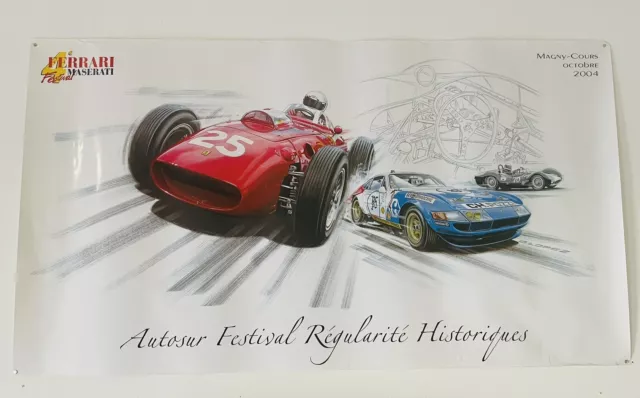 Lithographie affiche Ferrari Maserati 4e Festival Magny-Cours Club